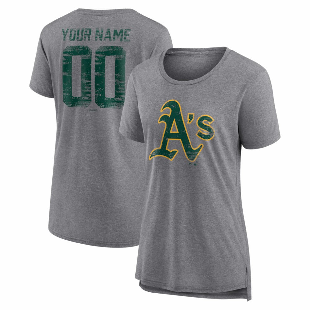 Athletics Women's Heritage Personalized Any Name & Number Tri-Blend T-Shirt - Gray T-shirts
