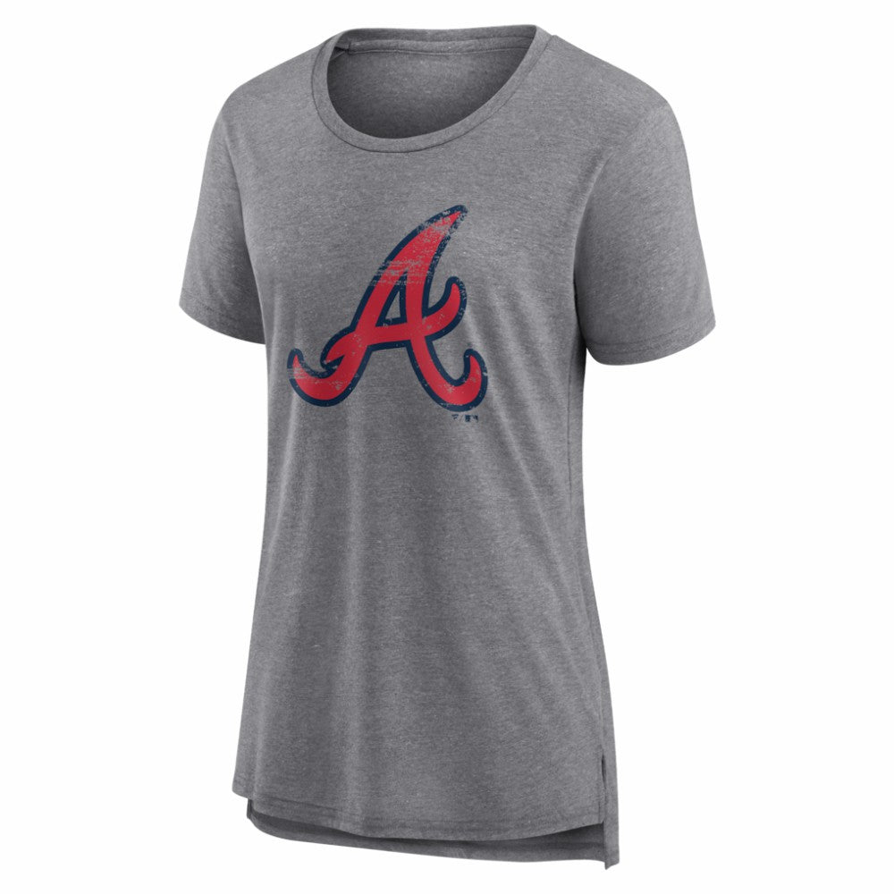 Atlanta Braves Women's Heritage Personalized Any Name & Number Tri-Blend T-Shirt - Gray T-shirts