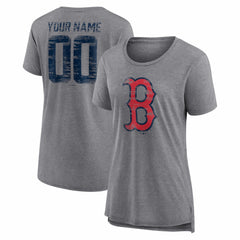 Boston Red Sox Women's Heritage Personalized Any Name & Number Tri-Blend T-Shirt - Gray T-shirts