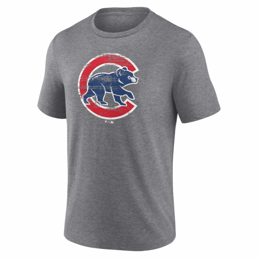 Chicago Cubs Heritage Personalized Any Name & Number Tri-Blend T-Shirt - Gray T-shirts