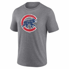 Chicago Cubs Heritage Personalized Any Name & Number Tri-Blend T-Shirt - Gray T-shirts