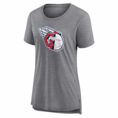 Cleveland Guardians Women's Heritage Personalized Any Name & Number Tri-Blend T-Shirt - Gray T-shirts