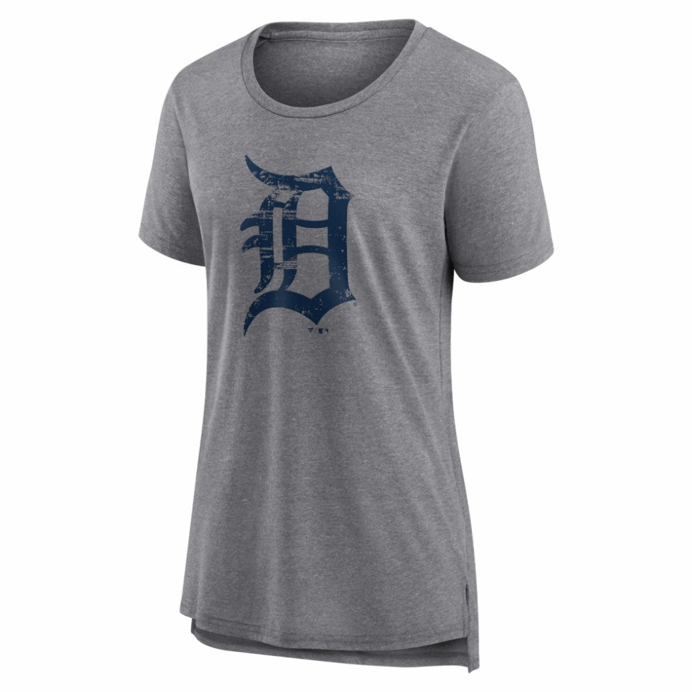 Detroit Tigers Women's Heritage Personalized Any Name & Number Tri-Blend T-Shirt - Gray T-shirts