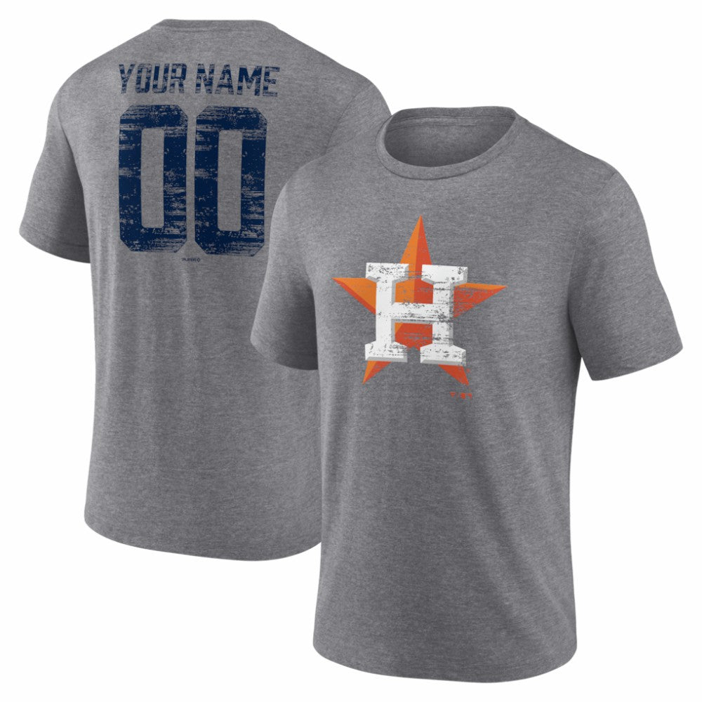 Houston Astros Heritage Personalized Any Name & Number Tri-Blend T-Shirt - Gray T-shirts