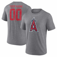 Los Angeles Angels Heritage Personalized Any Name & Number Tri-Blend T-Shirt - Gray T-shirts