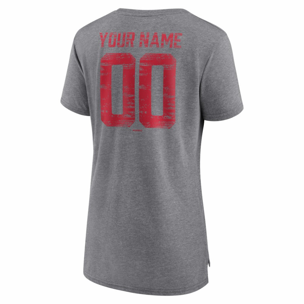 Los Angeles Angels Women's Heritage Personalized Any Name & Number Tri-Blend T-Shirt - Gray T-shirts