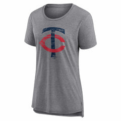 Minnesota Twins Women's Heritage Personalized Any Name & Number Tri-Blend T-Shirt - Gray T-shirts