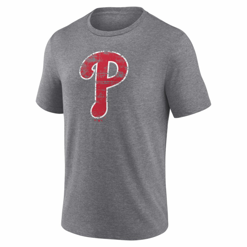 Philadelphia Phillies Heritage Personalized Any Name & Number Tri-Blend T-Shirt - Gray T-shirts