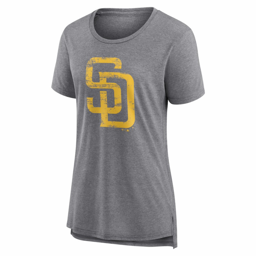 San Diego Padres Women's Heritage Personalized Any Name & Number Tri-Blend T-Shirt - Gray T-shirts