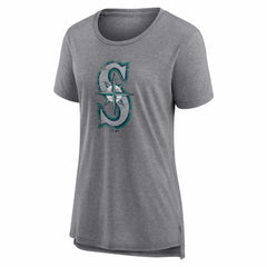 Seattle Mariners Women's Heritage Personalized Any Name & Number Tri-Blend T-Shirt - Gray T-shirts