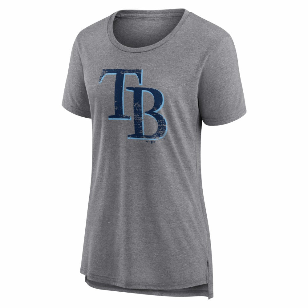 Tampa Bay Rays Women's Heritage Personalized Any Name & Number Tri-Blend T-Shirt - Gray T-shirts
