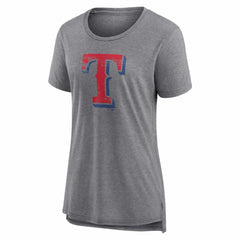 Texas Rangers Women's Heritage Personalized Any Name & Number Tri-Blend T-Shirt - Gray T-shirts