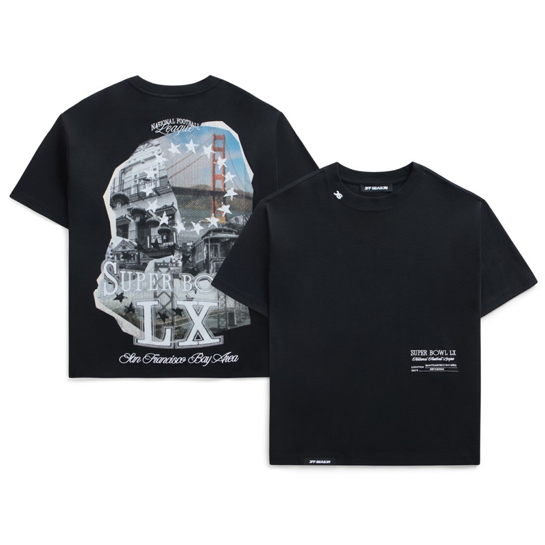 Off Season x NFL Unisex Super Bowl LX Graphic T-Shirt - Black T-shirts