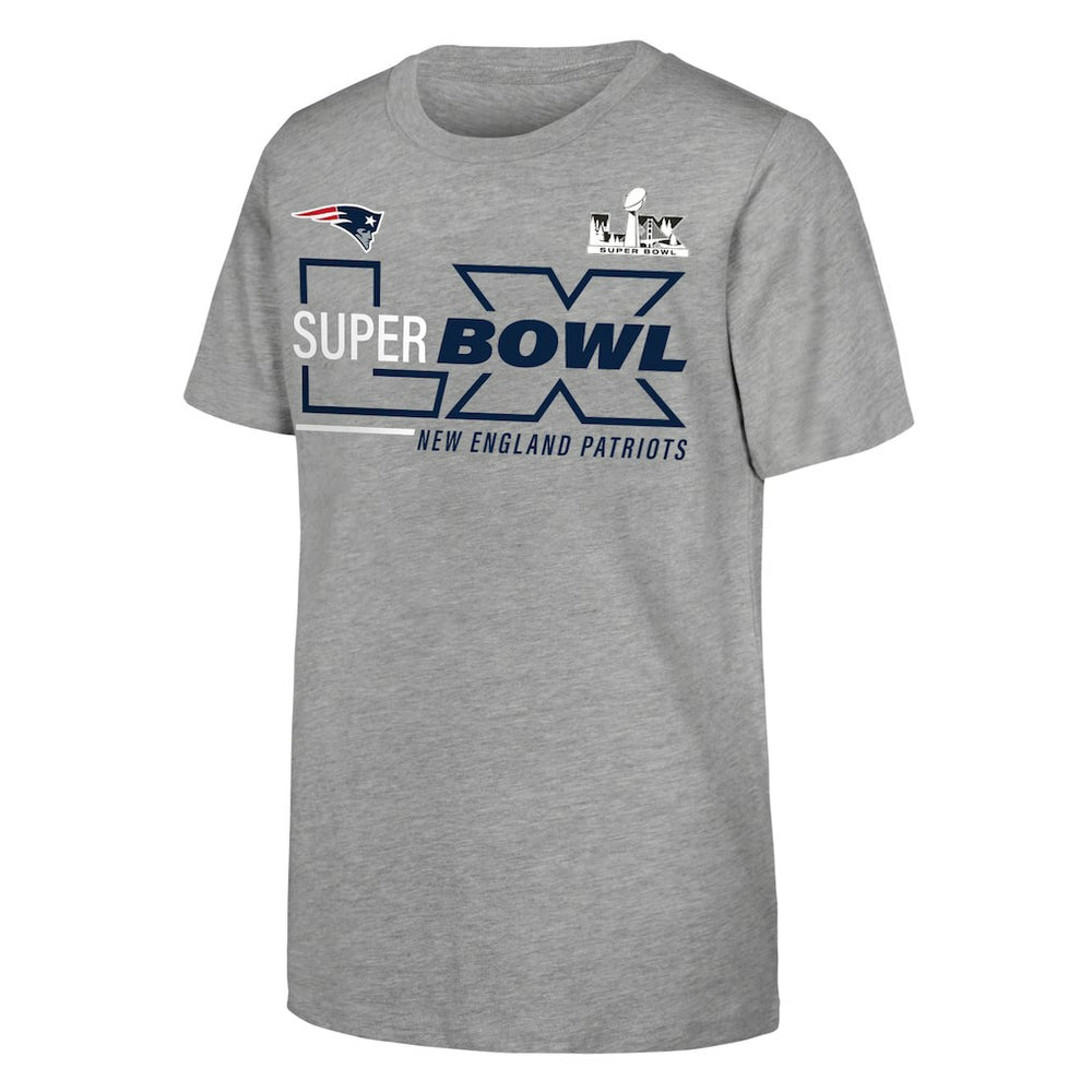 New England Patriots Youth Super Bowl LX Roster T-Shirt - Heather Gray T-shirts