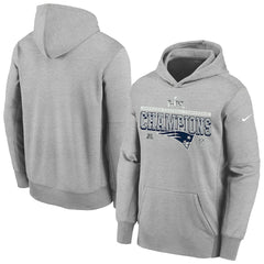 New England Patriots Youth 2025 AFC Champions Locker Room Trophy Collection Authentic Hoodie - Gray Hoodies