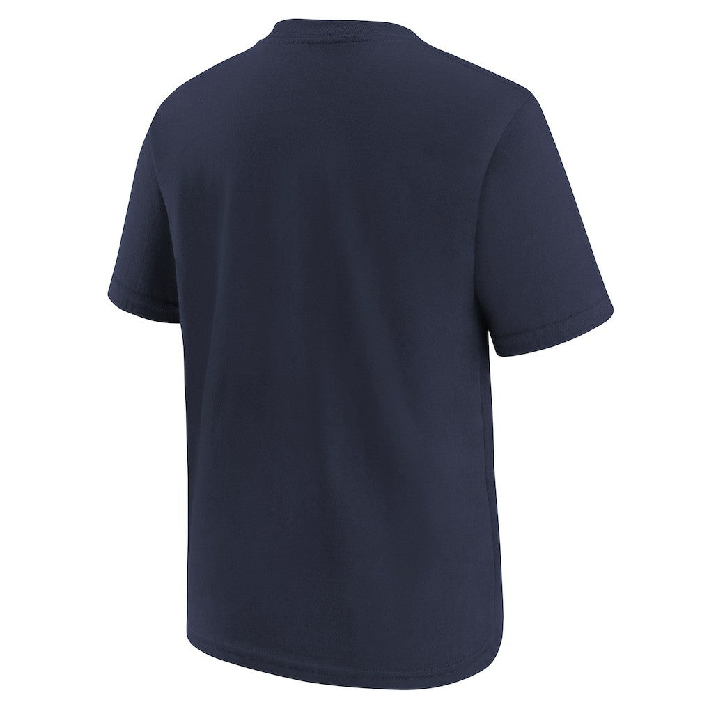 New England Patriots Youth 2025 AFC Champions Glory Shield Helmet T-Shirt - Navy T-shirts