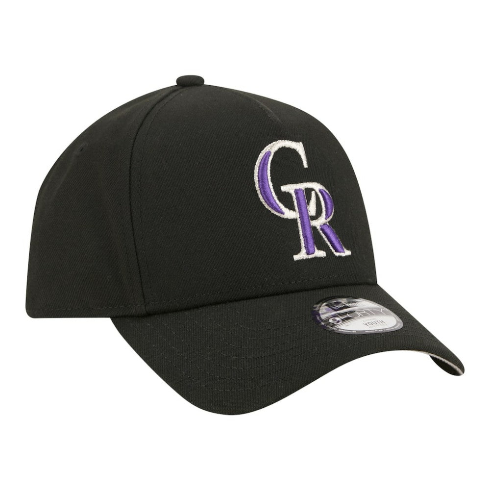 Colorado Rockies New Era Youth 9FORTY A-Frame Adjustable Hat - Black Hats