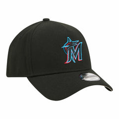 Miami Marlins New Era Youth 9FORTY A-Frame Adjustable Hat - Black Hats
