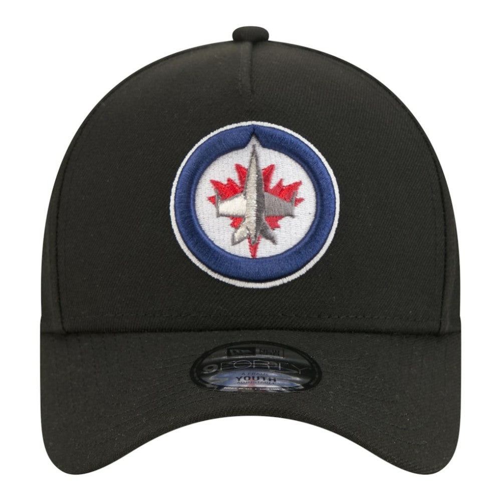 Winnipeg Jets New Era Youth 9FORTY A-Frame Adjustable Hat - Black | US 203773481