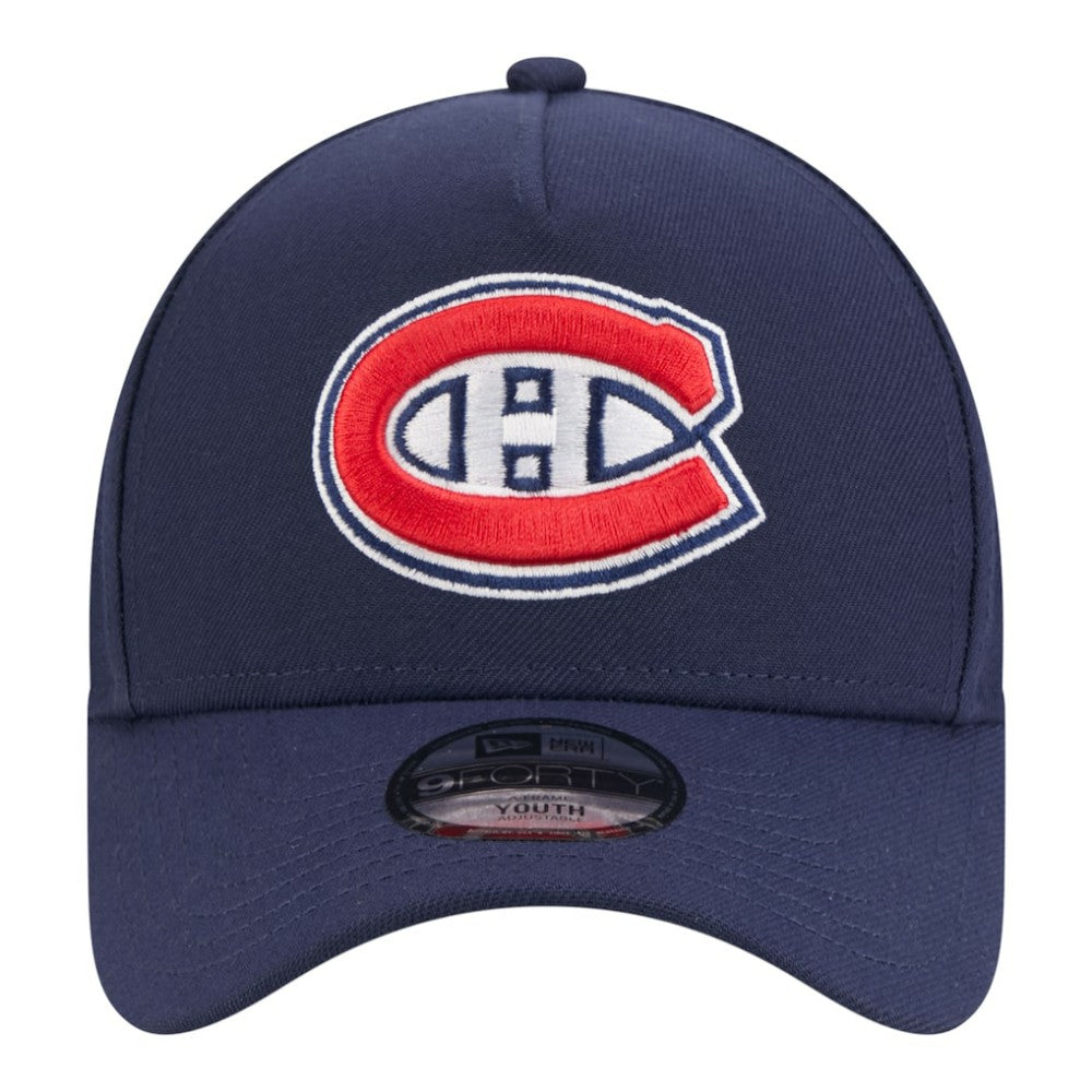 Montreal Canadiens New Era Youth 9FORTY A-Frame Adjustable Hat - Navy | US 203773482