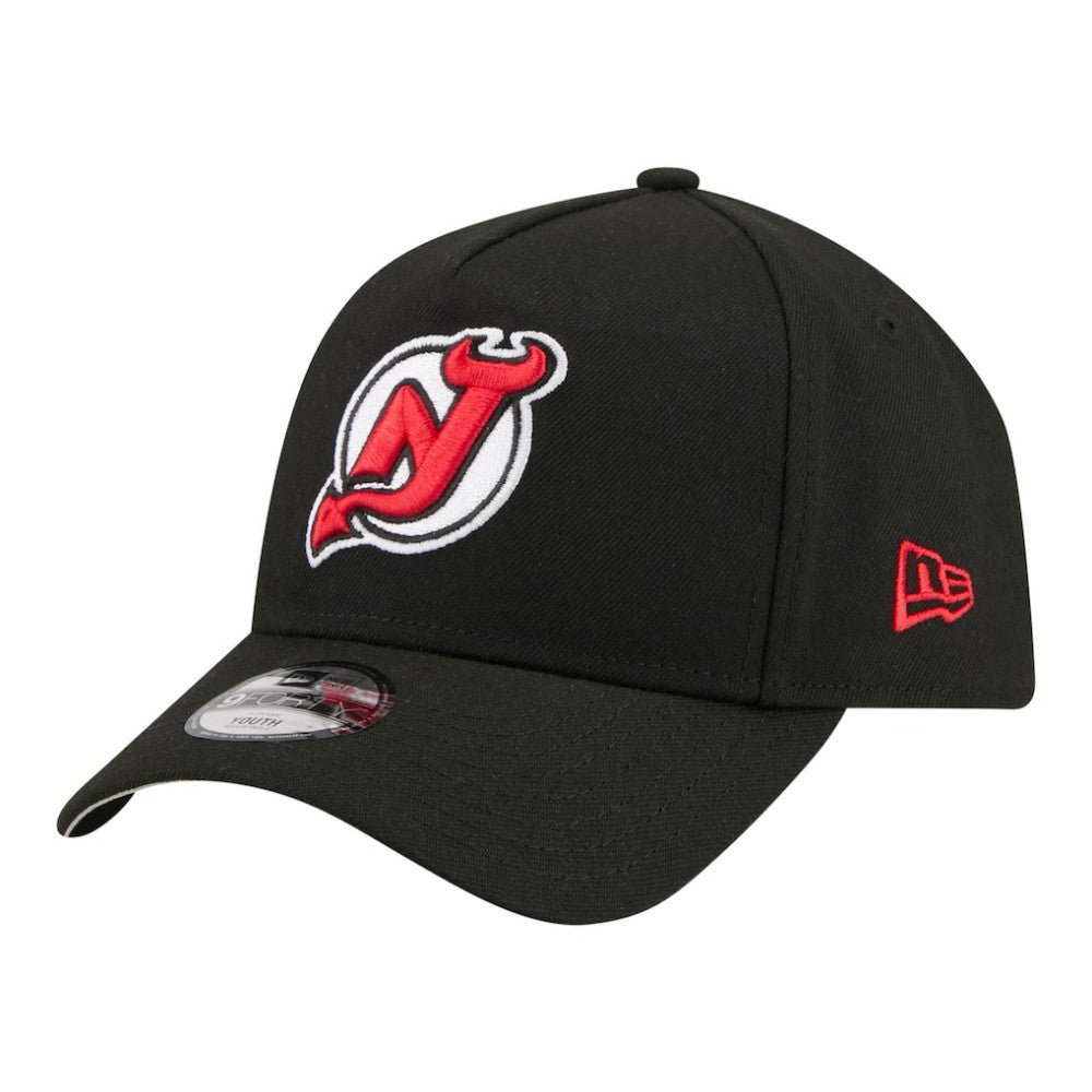 New Jersey Devils New Era Youth 9FORTY A-Frame Adjustable Hat - Black | US 203773486