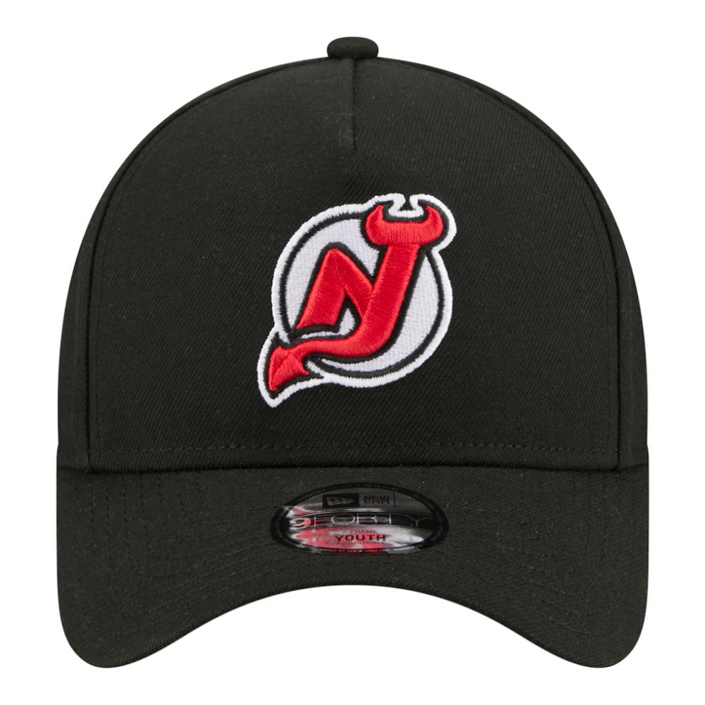New Jersey Devils New Era Youth 9FORTY A-Frame Adjustable Hat - Black | US 203773486