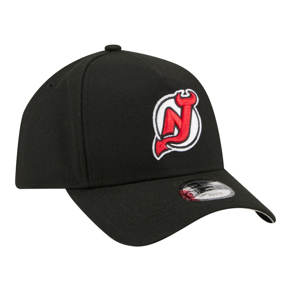 New Jersey Devils New Era Youth 9FORTY A-Frame Adjustable Hat - Black | US 203773486