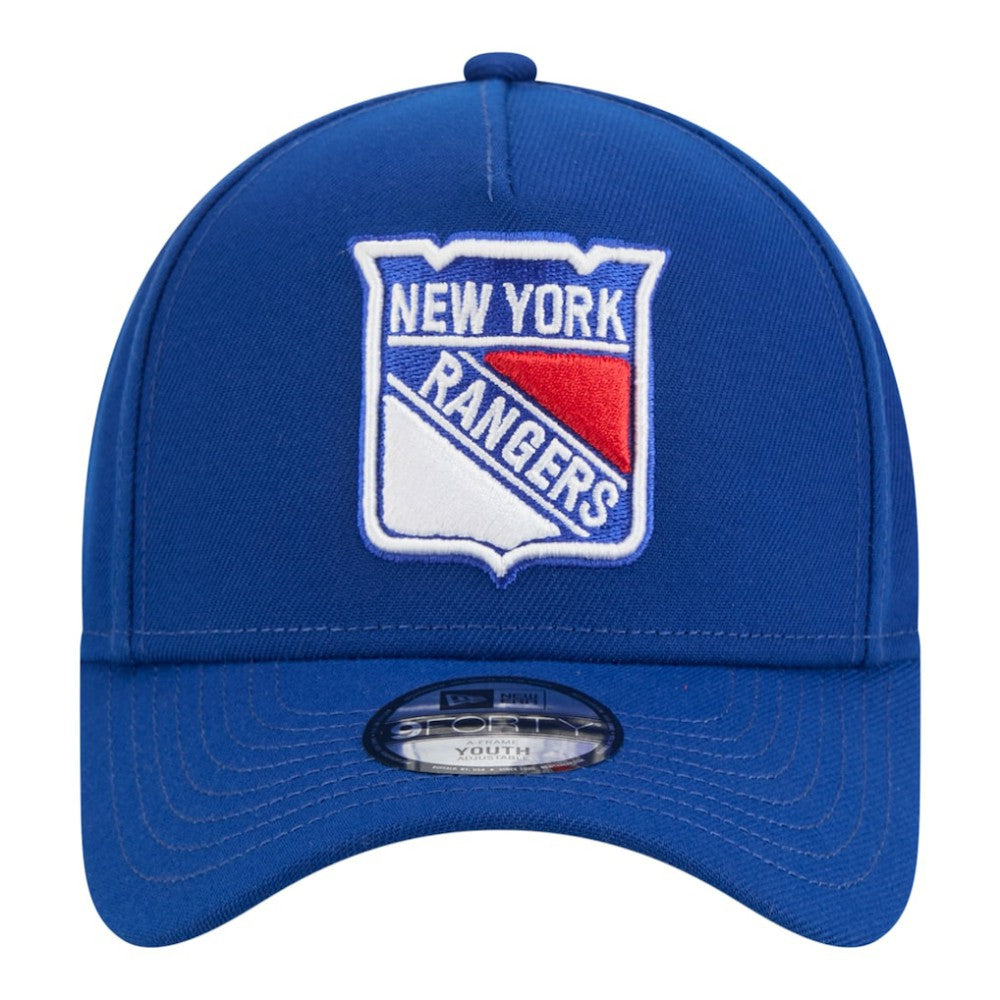 New York Rangers New Era Youth 9FORTY A-Frame Adjustable Hat - Blue | US 203773488