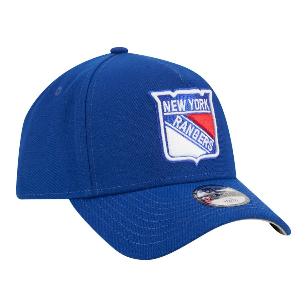 New York Rangers New Era Youth 9FORTY A-Frame Adjustable Hat - Blue | US 203773488