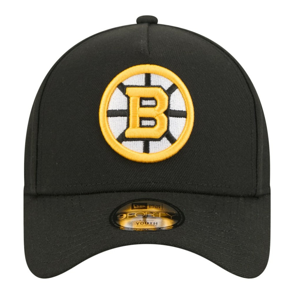 Boston Bruins New Era Youth 9FORTY A-Frame Adjustable Hat - Black | US 203773492
