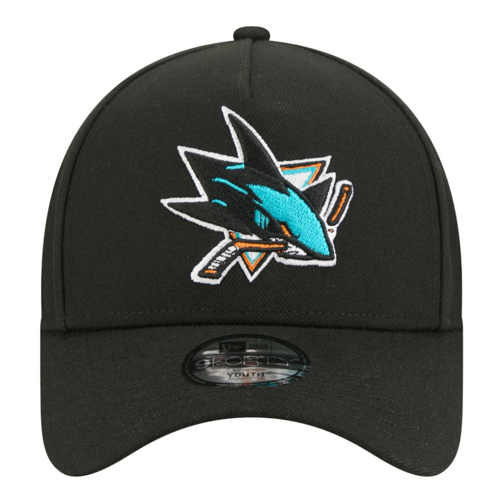 San Jose Sharks New Era Youth 9FORTY A-Frame Adjustable Hat - Black | US 203773496