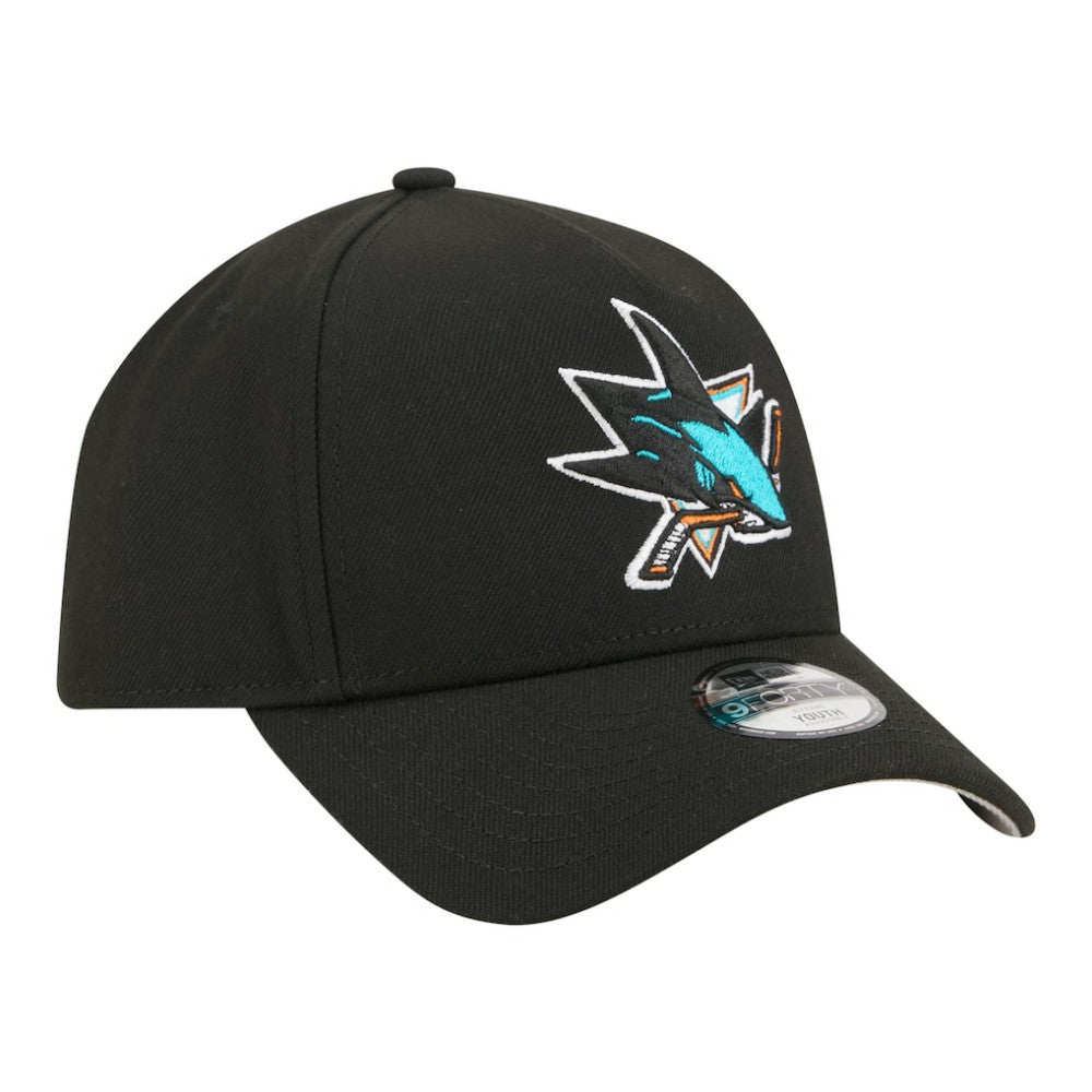 San Jose Sharks New Era Youth 9FORTY A-Frame Adjustable Hat - Black | US 203773496