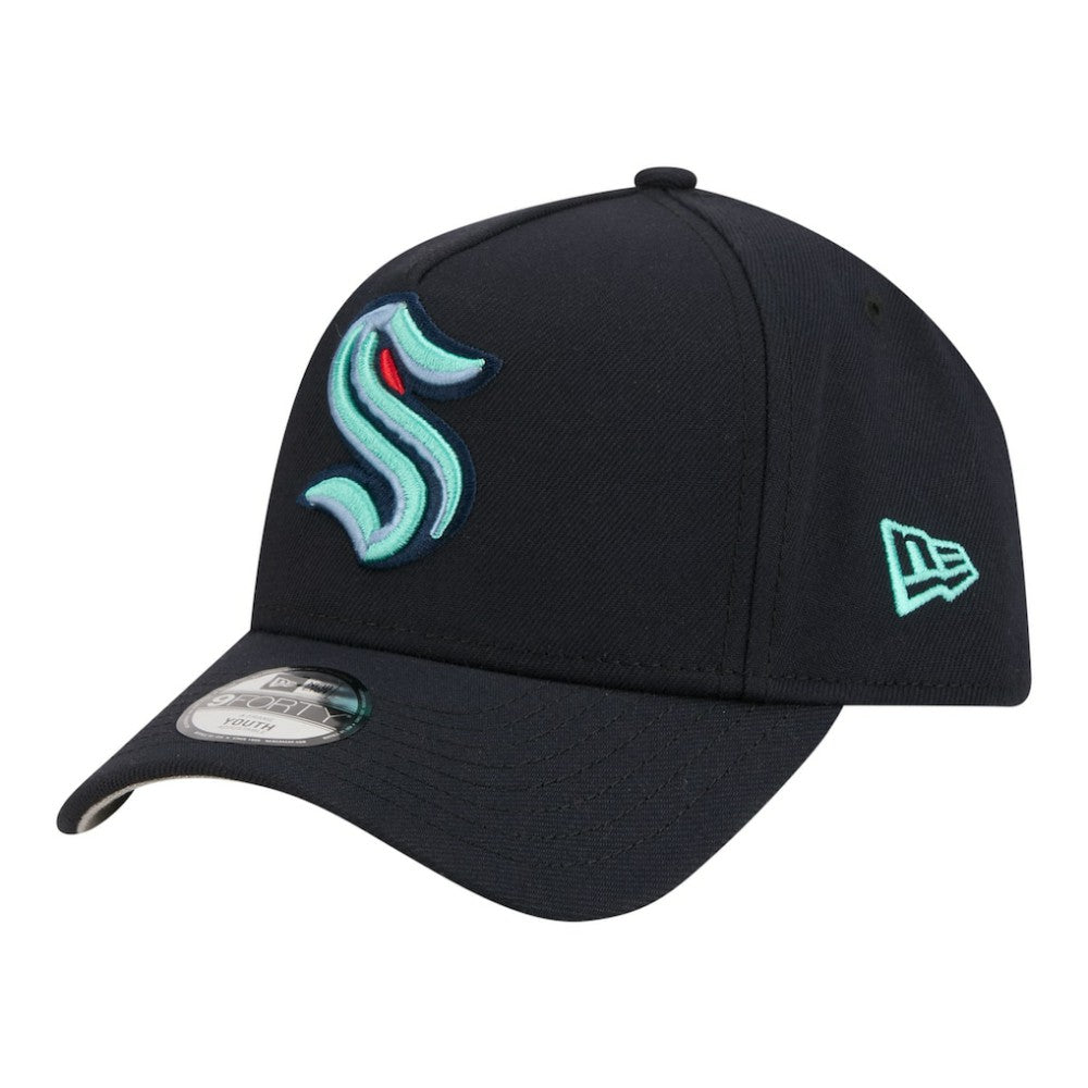 Seattle Kraken New Era Youth 9FORTY A-Frame Adjustable Hat - Deep Sea Blue | US 203773497