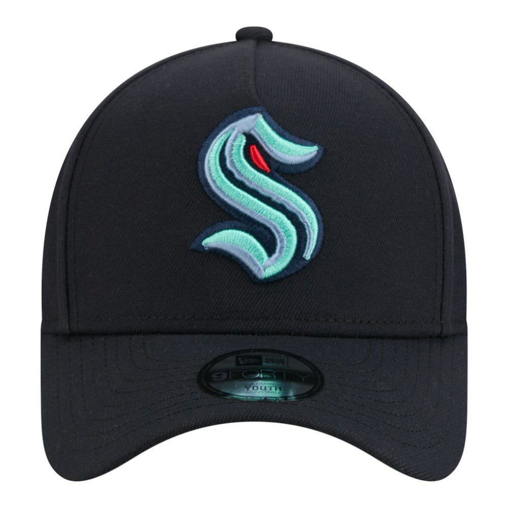 Seattle Kraken New Era Youth 9FORTY A-Frame Adjustable Hat - Deep Sea Blue | US 203773497