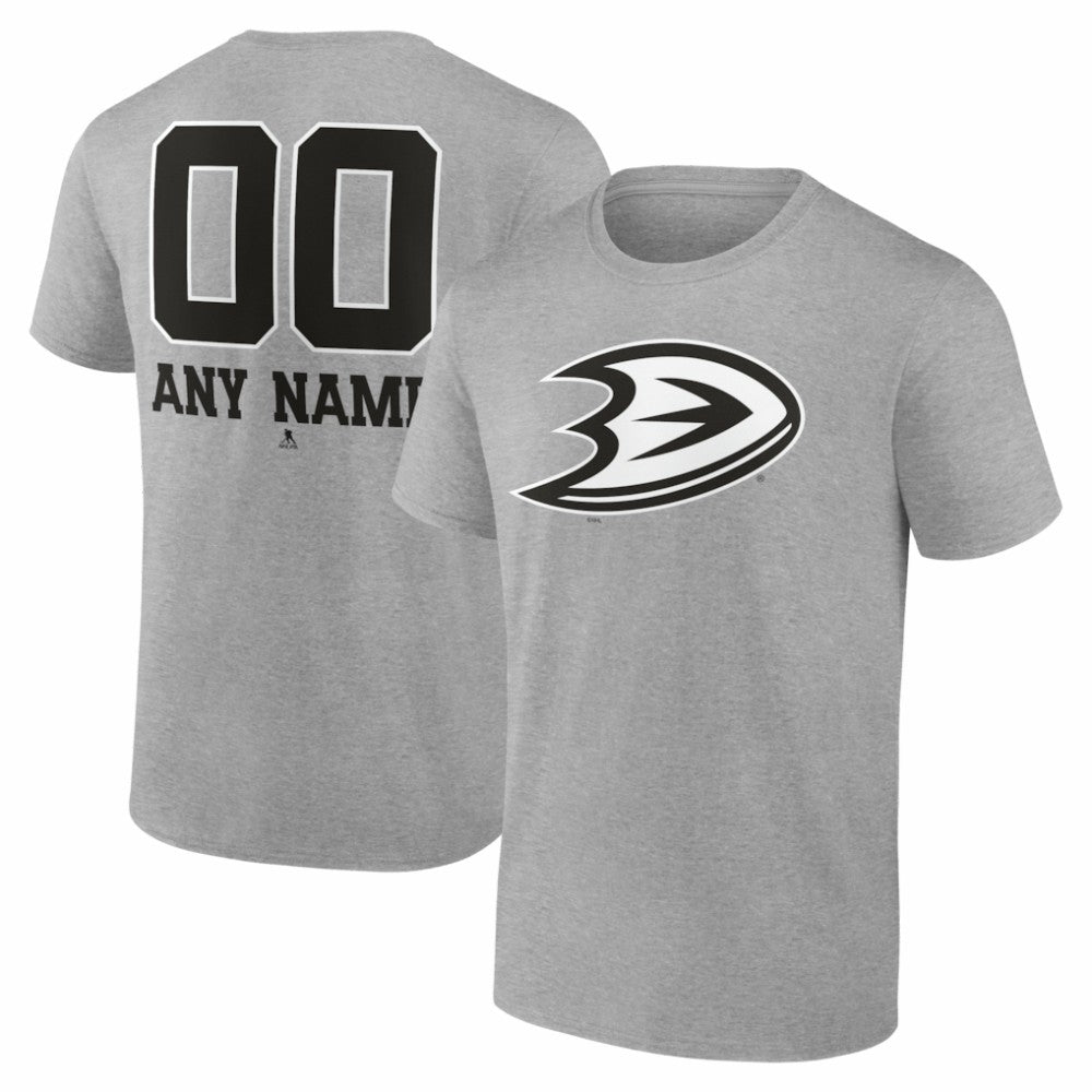 Anaheim Ducks Big & Tall Personalized Name & Number Monochrome T-Shirt - Gray | US 203773683