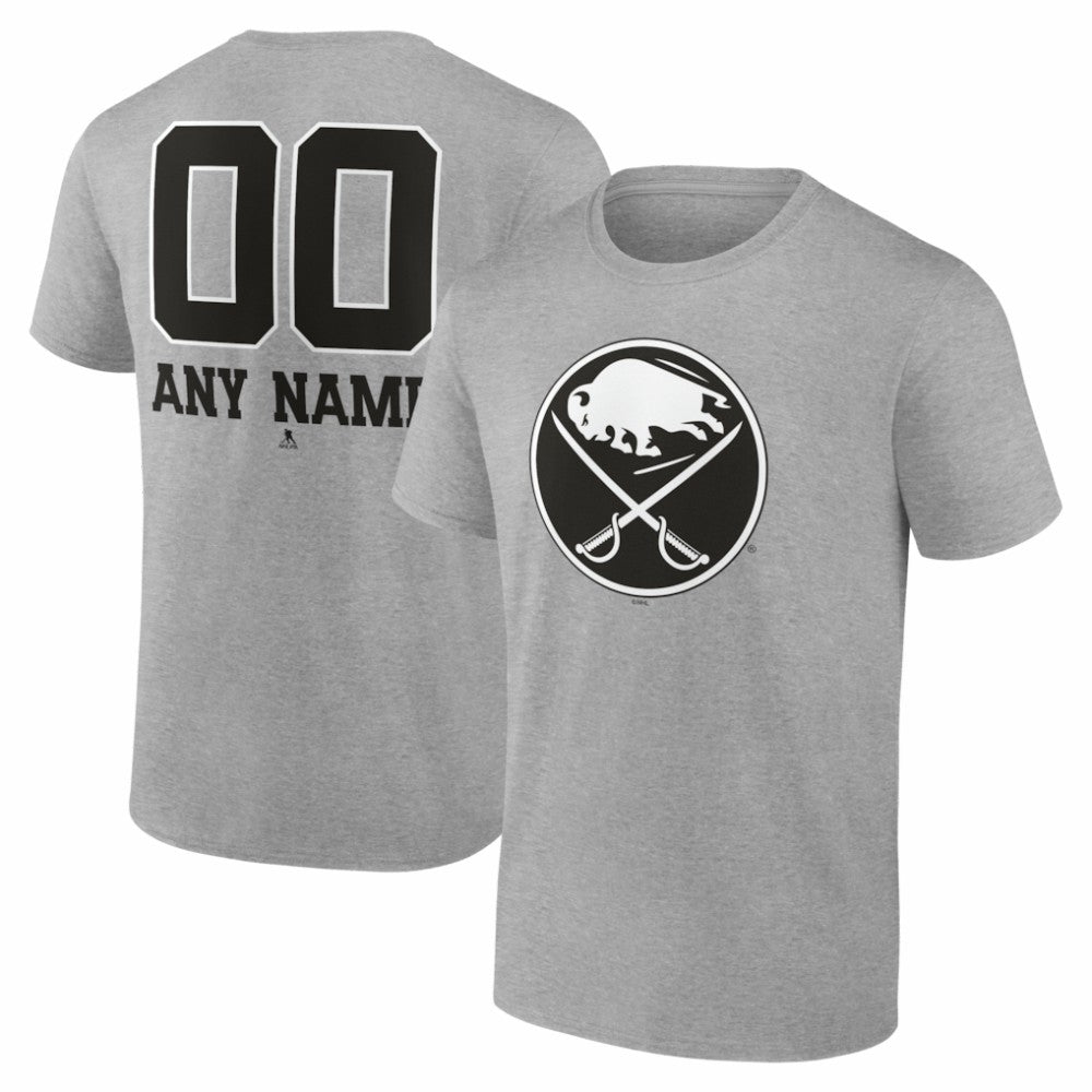 Buffalo Sabres Big & Tall Personalized Name & Number Monochrome T-Shirt - Gray | US 203773689