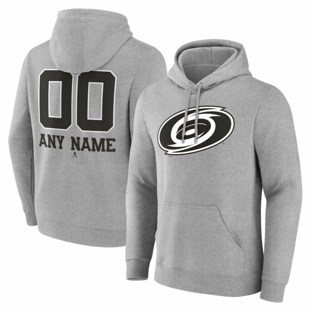 Carolina Hurricanes Big & Tall Personalized Name & Number Monochrome Pullover Hoodie - Gray | US 203773694