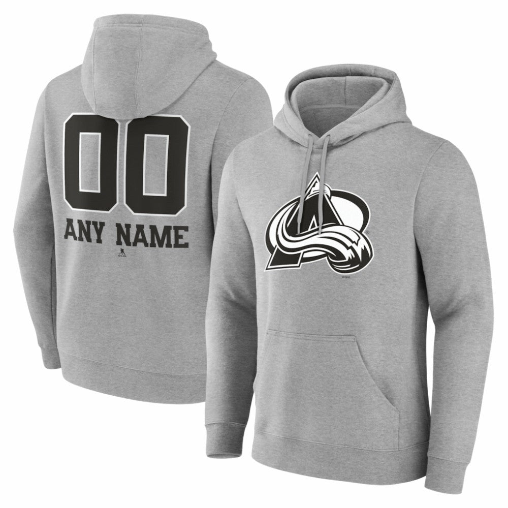Colorado Avalanche Big & Tall Personalized Name & Number Monochrome Pullover Hoodie - Gray | US 203773700