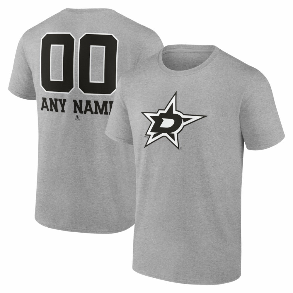 Dallas Stars Big & Tall Personalized Name & Number Monochrome T-Shirt - Gray | US 203773707