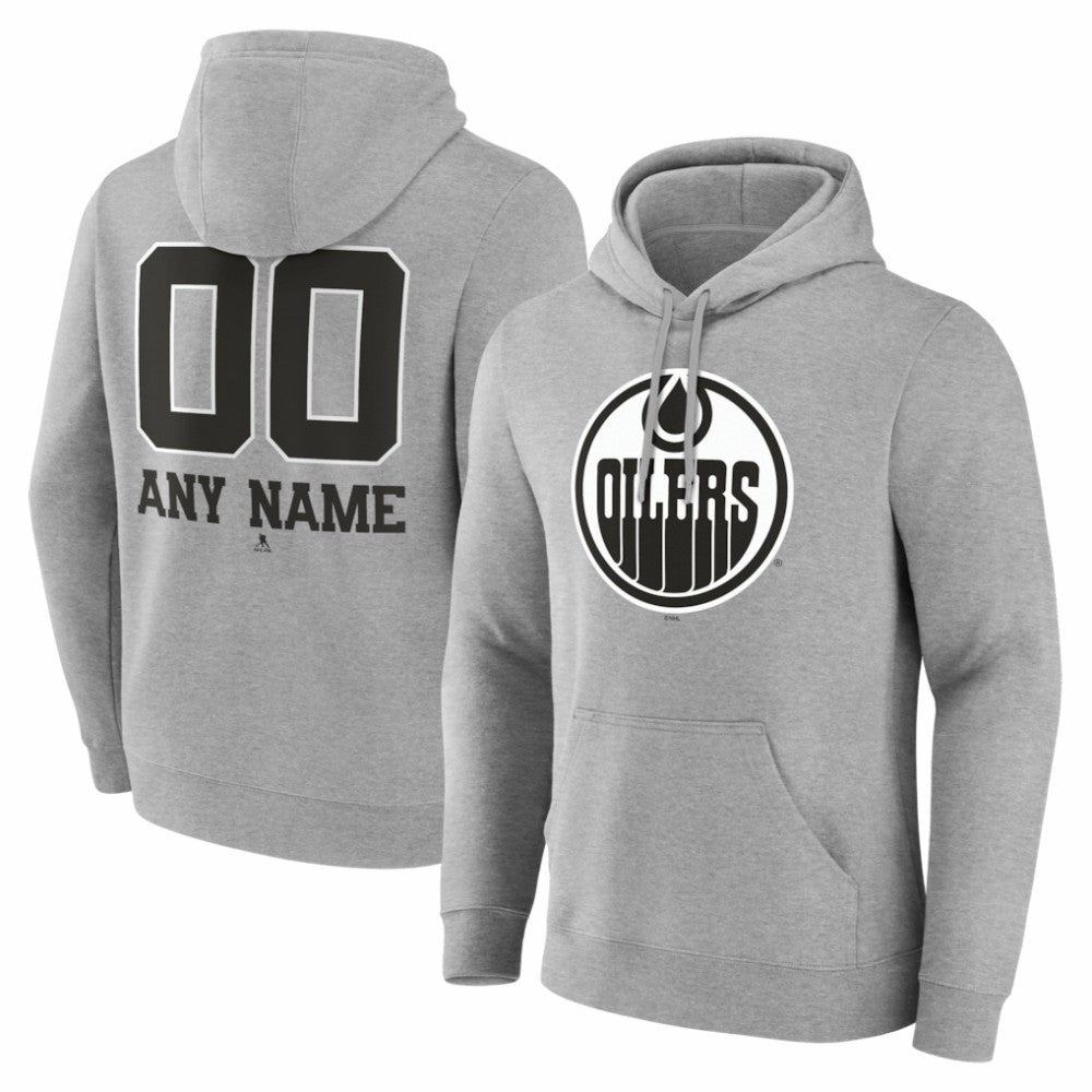 Edmonton Oilers Big & Tall Personalized Name & Number Monochrome Pullover Hoodie - Gray | US 203773712