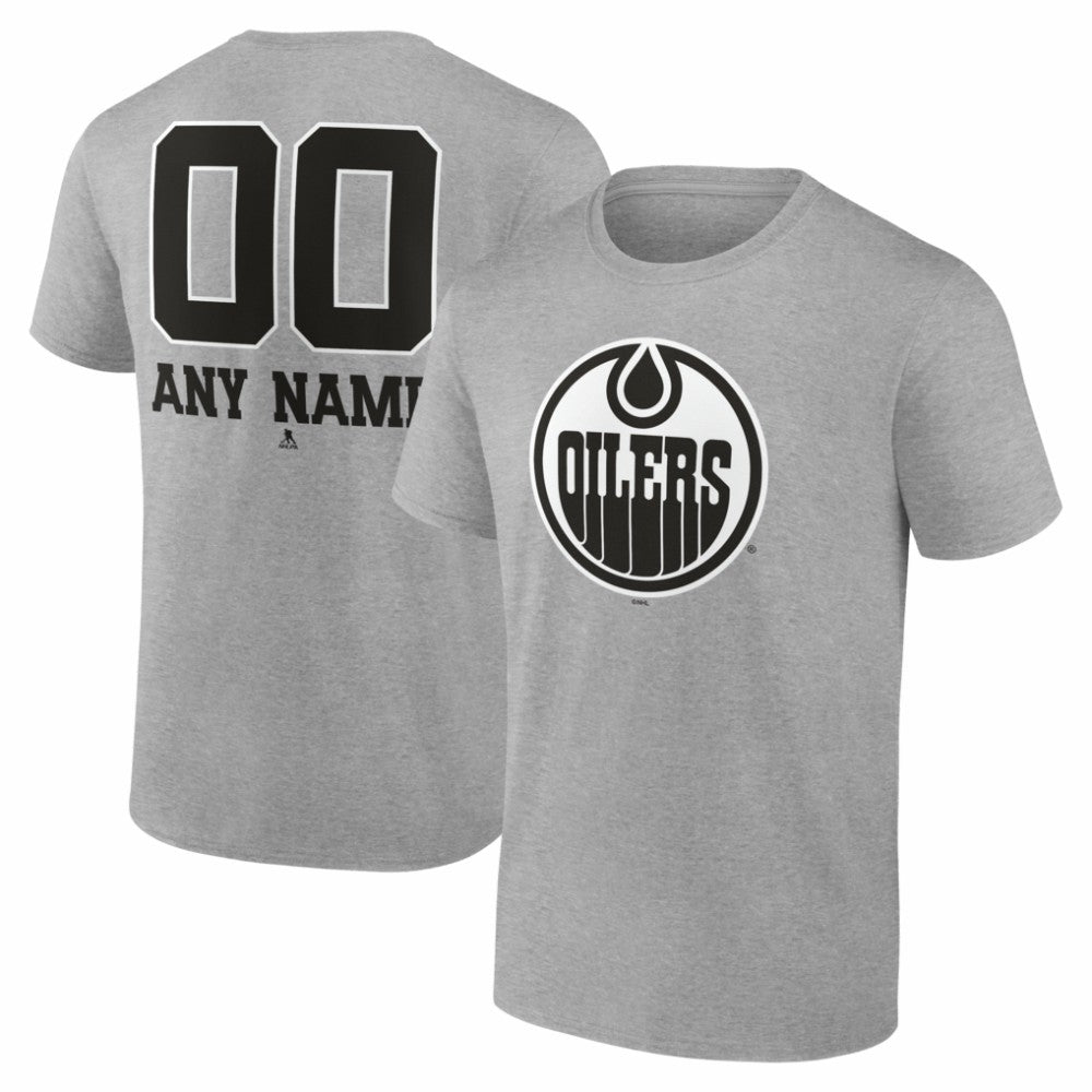 Edmonton Oilers Big & Tall Personalized Name & Number Monochrome T-Shirt - Gray | US 203773713