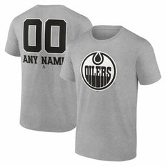Edmonton Oilers Big & Tall Personalized Name & Number Monochrome T-Shirt - Gray | US 203773713