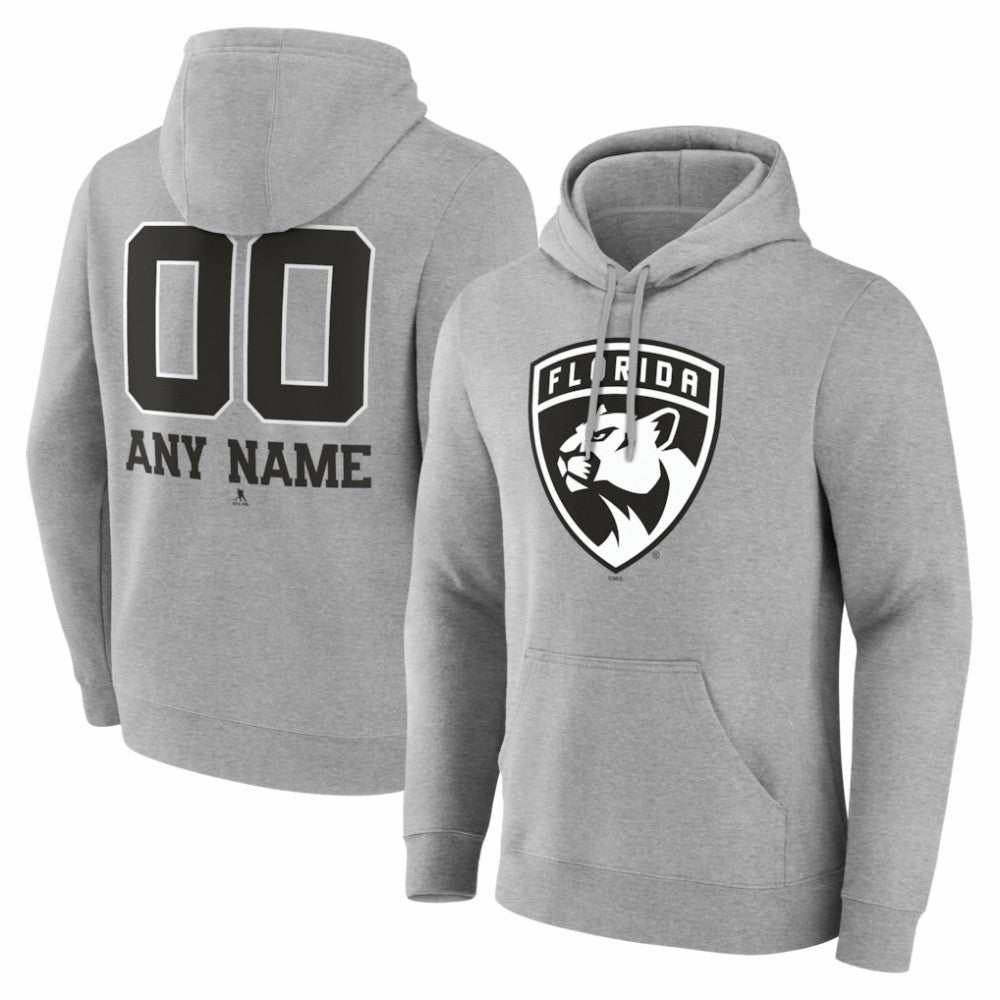 Florida Panthers Big & Tall Personalized Name & Number Monochrome Pullover Hoodie - Gray | US 203773715