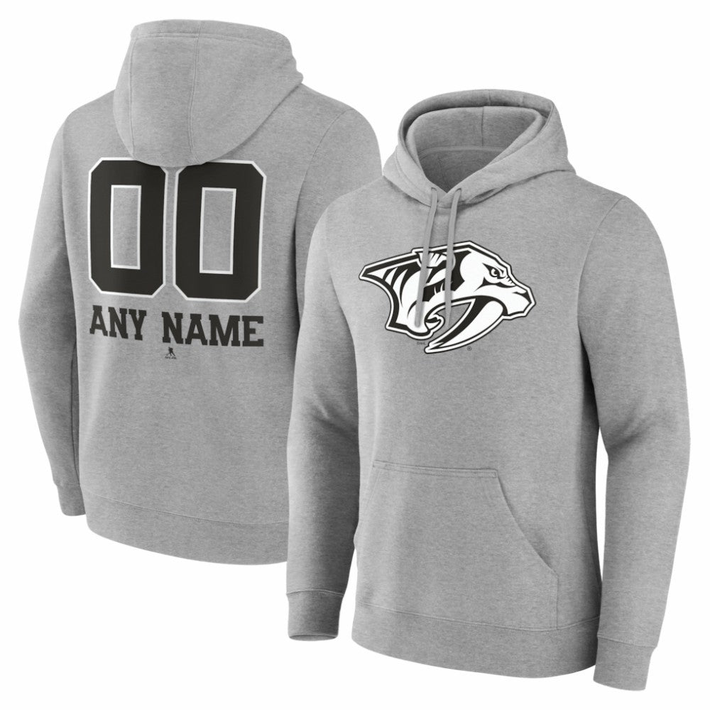 Nashville Predators Big & Tall Personalized Name & Number Monochrome Pullover Hoodie - Gray | US 203773727