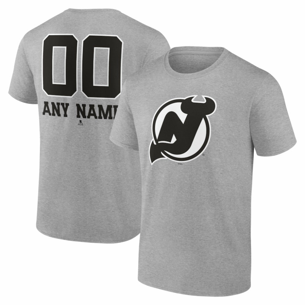 New Jersey Devils Big & Tall Personalized Name & Number Monochrome T-Shirt - Gray | US 203773731
