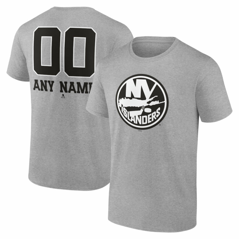 New York Islanders Big & Tall Personalized Name & Number Monochrome T-Shirt - Gray | US 203773734
