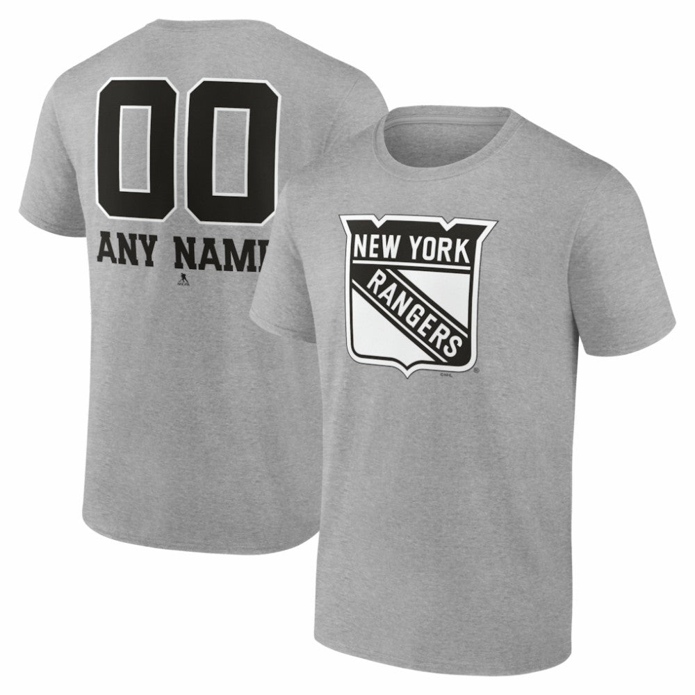 New York Rangers Big & Tall Personalized Name & Number Monochrome T-Shirt - Gray | US 203773737