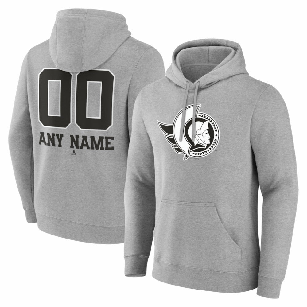 Ottawa Senators Big & Tall Personalized Name & Number Monochrome Pullover Hoodie - Gray | US 203773739