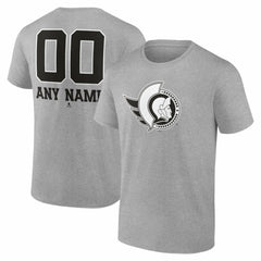 Ottawa Senators Big & Tall Personalized Name & Number Monochrome T-Shirt - Gray | US 203773740