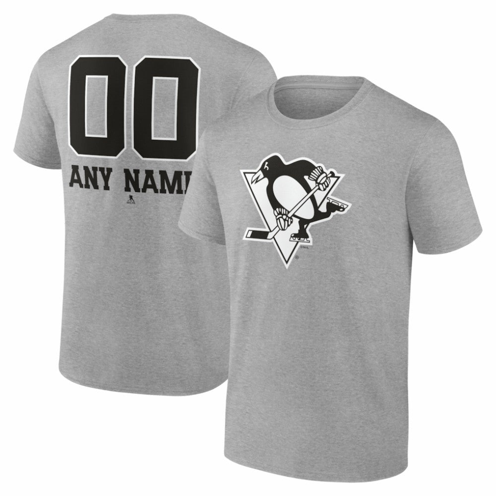 Pittsburgh Penguins Big & Tall Personalized Name & Number Monochrome T-Shirt - Gray | US 203773746